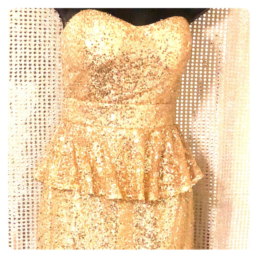 Gold Sequin Sweetheart Mini Dress